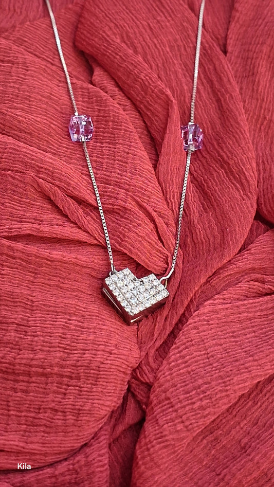 925 Silver Premium Chain 18 Inches with Magnet Heart | Stylish Romantic Design | Jewellery