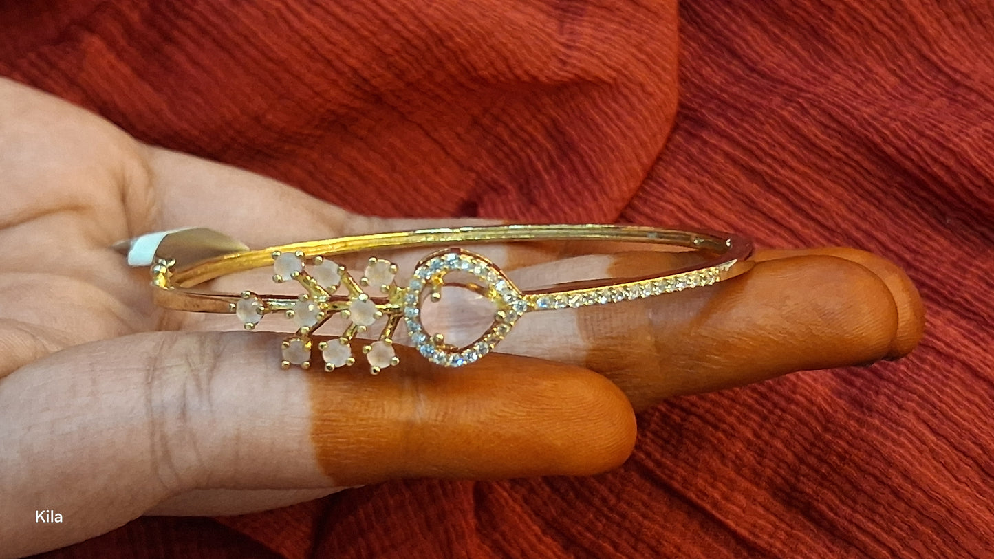92.5 Silver Gold Plated Pink Stone Bracelet | Stylish Elegant Design | Premium Jewellery