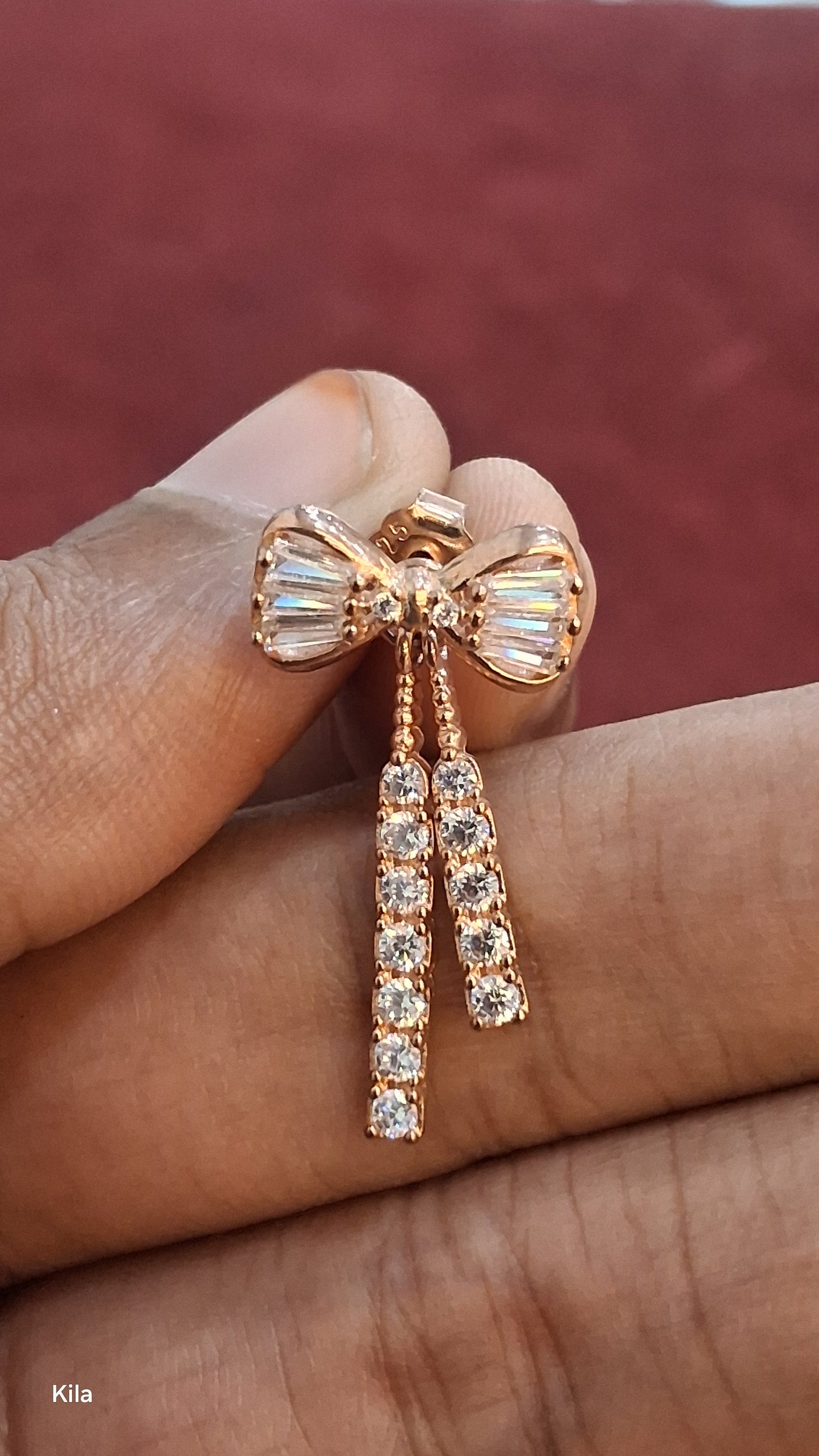92.5 Silver Rose Gold Chain Earrings | Stylish Trendy Design | Modern Jewellery