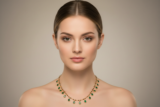92.5 Silver Gold Plated Black Beads Chain 18 Inches | Smooth Elegant Finish | Jewellery