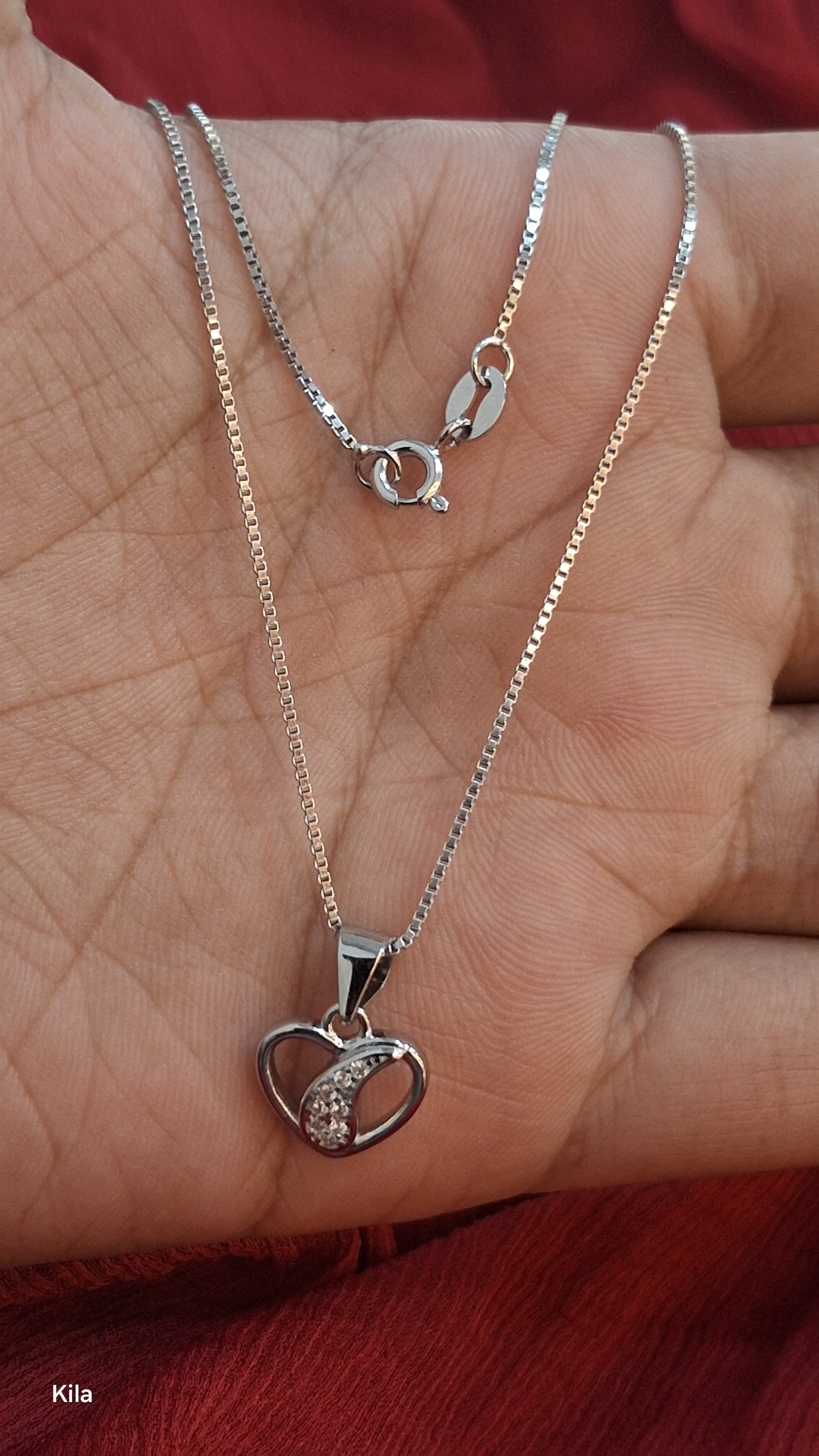 925 Silver Premium Heart Shape Chain 18 Inches | Stylish Romantic Design | Jewellery