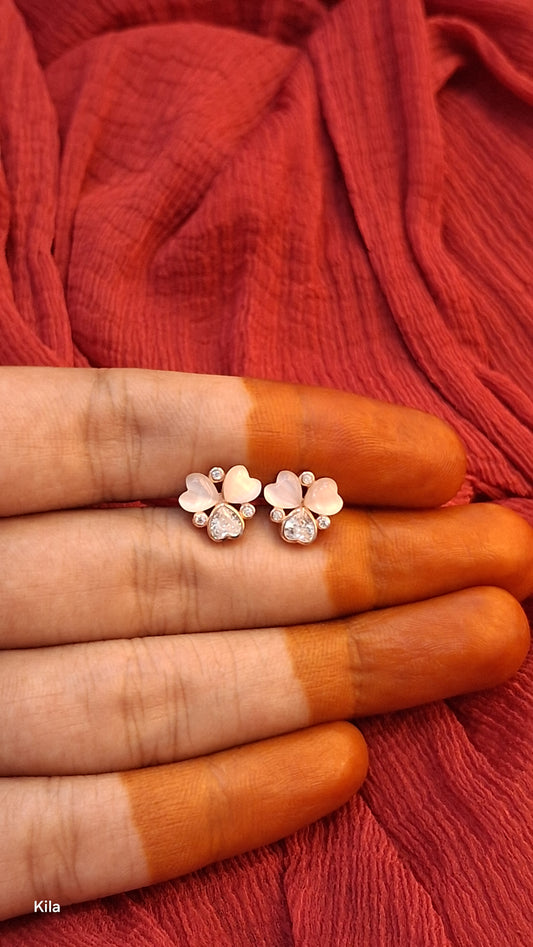 92.5 Silver Rose Gold Plated Studs | Stylish Elegant Design | Premium Jewellery