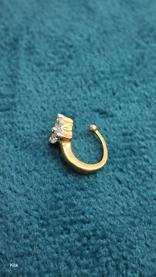 92.5 Silver Gold Plated Nose Pin | Stylish Minimal Design | Elegant Jewellery