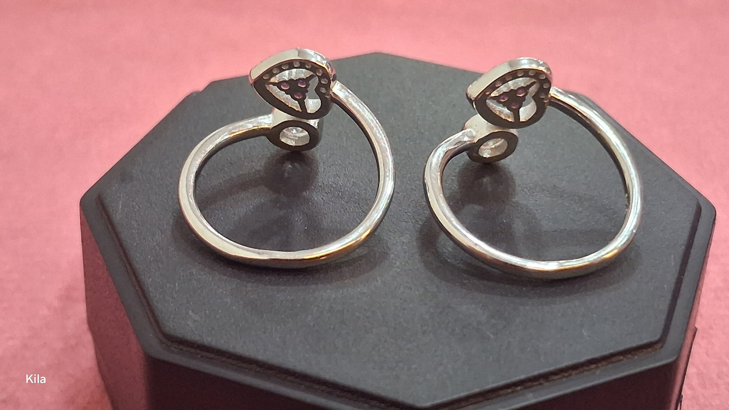 92.5 Silver Pink Stone Toe Rings | Premium Elegant Design | Jewellery