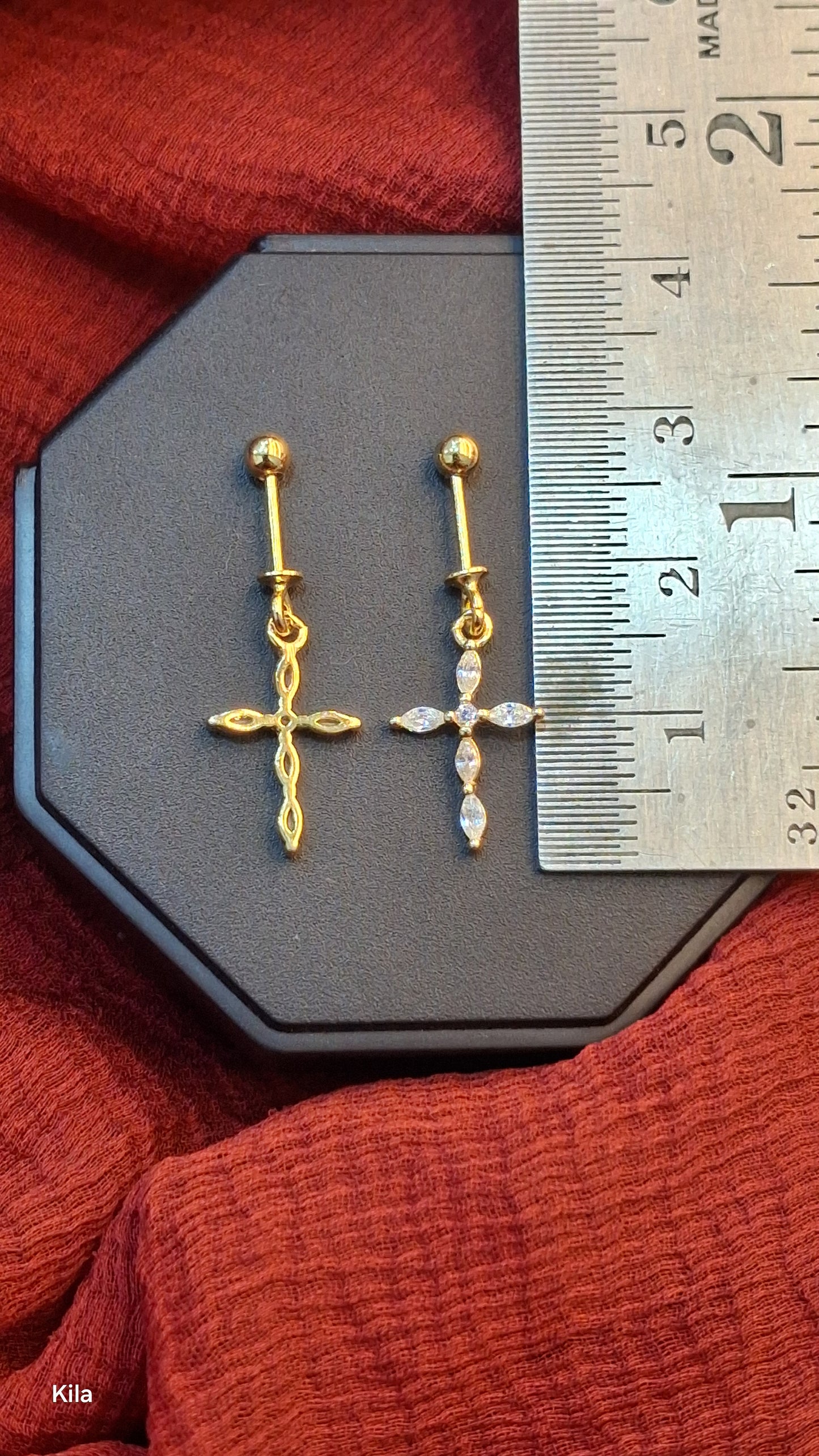 92.5 Silver Cross Design Gold Plated Bugadi – Stylish Ear Cuff for Women