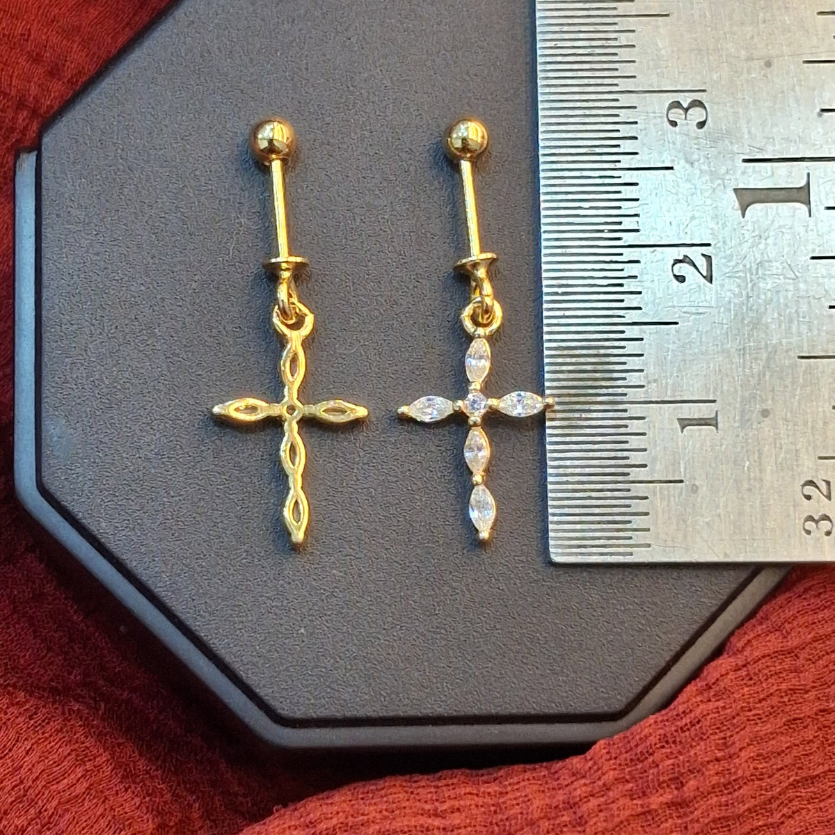 92.5 Silver Cross Design Gold Plated Bugadi – Stylish Ear Cuff for Women pair