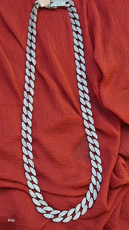 92.5 Silver Cuban Men’s Chain 19 Inches | Stylish Strong Design | Elegant Jewellery