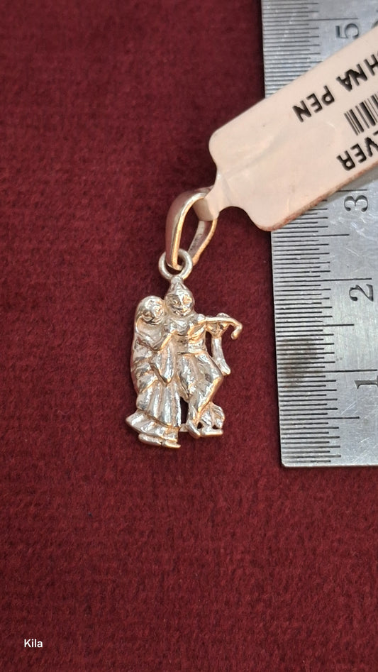 92.5 Silver Radha Krishna Pendant | Divine Love Design | Elegant Jewellery