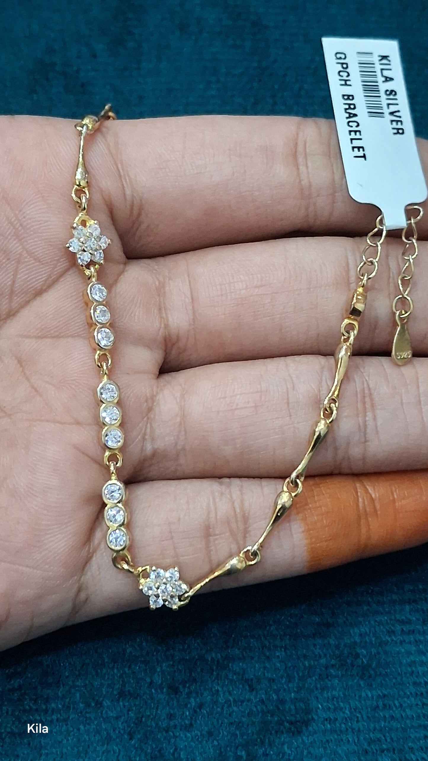 92.5 Silver Gold Plated Bracelet | Stylish Modern Finish | Elegant Jewellery