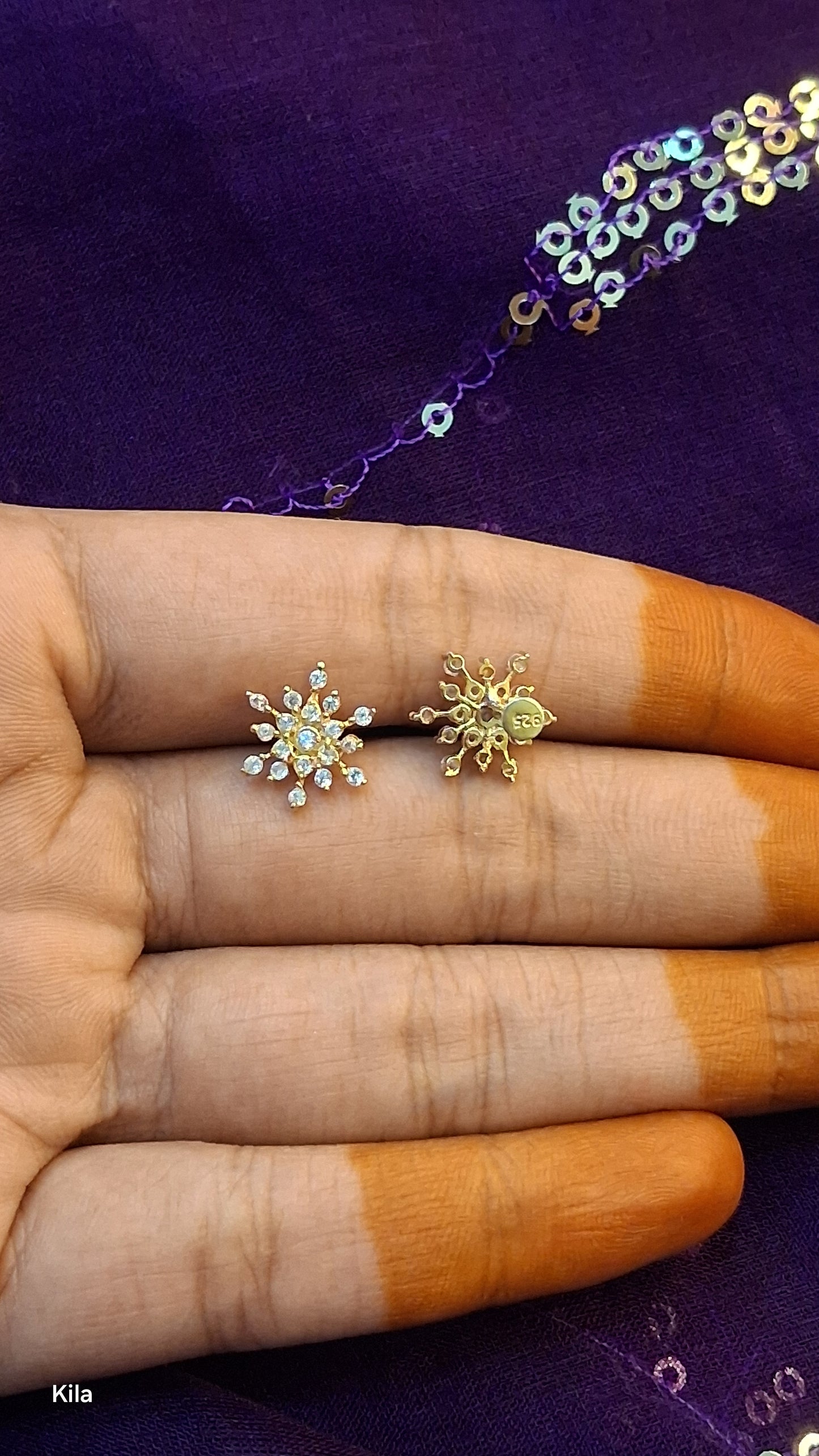 92.5 Silver Gold Plated Star Second Studs | Stylish Cute Design | Elegant Jewellery