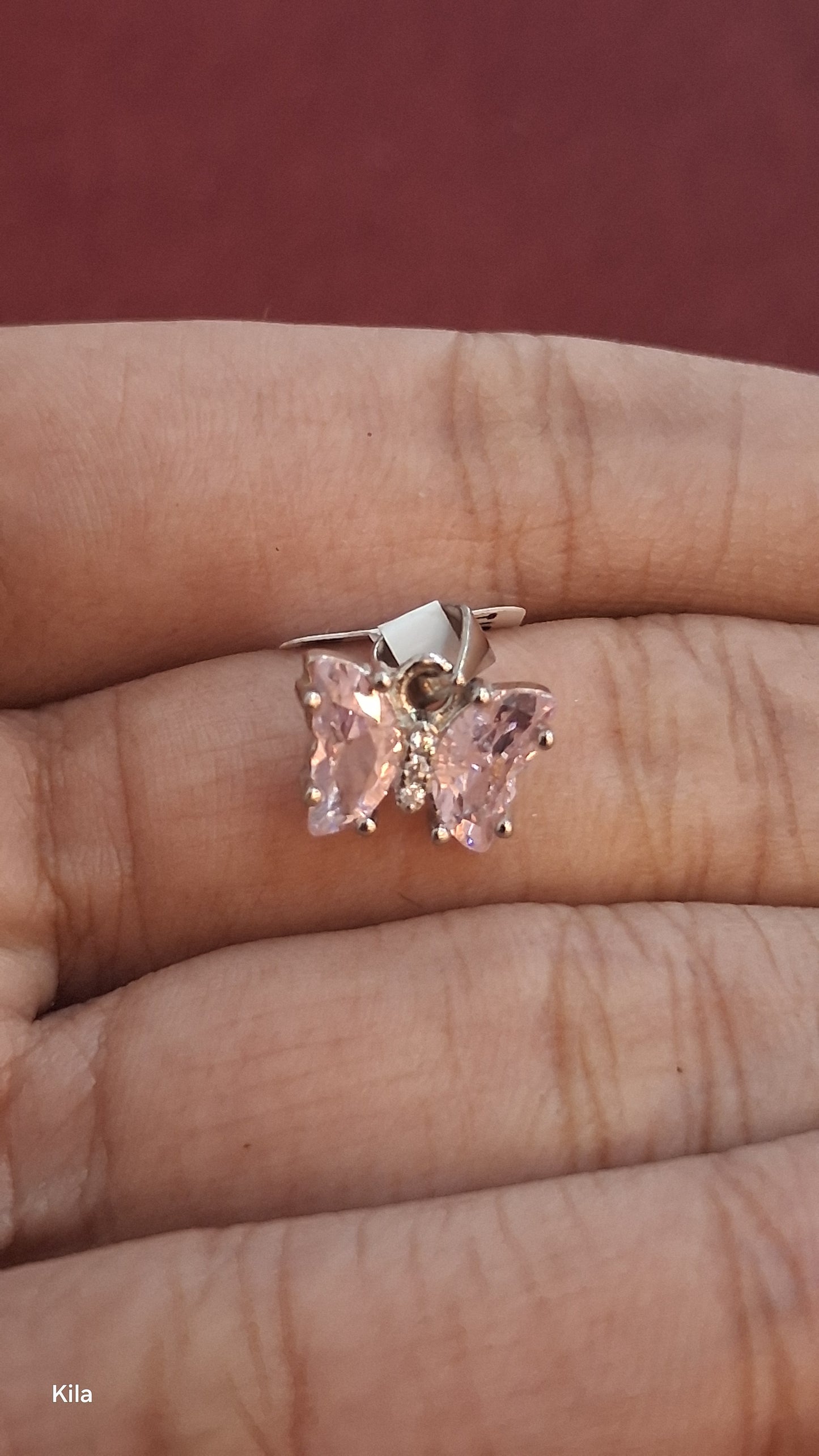 92.5 Silver Butterfly Pink Pendant | Stylish Cute Design | Elegant Jewellery
