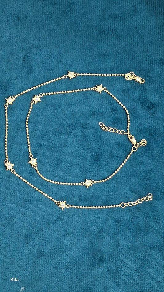 92.5 Silver Gold Plated Anklets | Stylish Premium Design | Elegant Jewellery