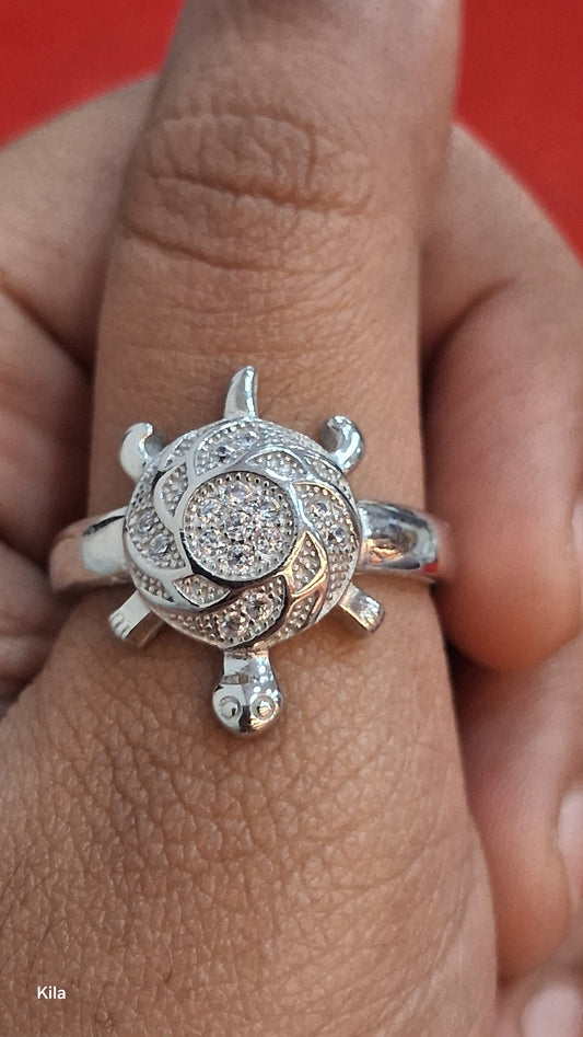 92.5 Silver Lucky Tortoise Ring | Wealth & Stability Design | Stylish Jewellery
