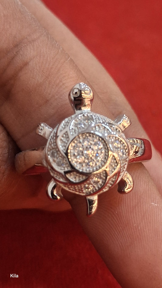 92.5 Silver Polished Tortoise Ring | Stylish Smooth Finish | Elegant Jewellery