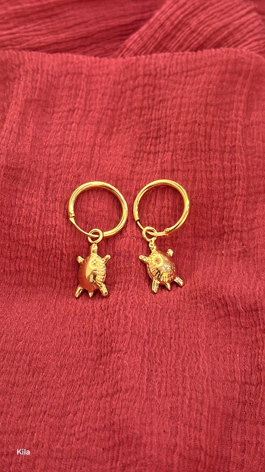 925 Silver Gold Plated Tortoise Earrings | Stylish Unique Design | Elegant Jewellery