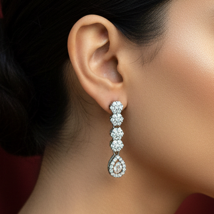 92.5 Silver Earrings | Stylish Refined Design | Elegant Jewellery pair