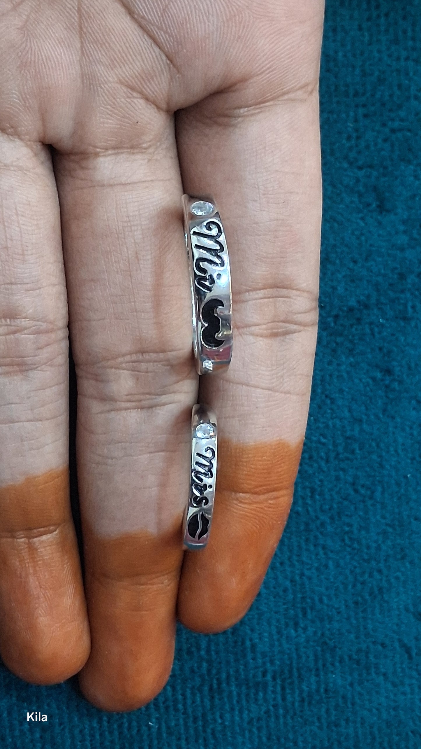 92.5 Silver Couple Rings (Men Size 22 | Women Size 11) | Stylish Elegant Matching Design | Jewellery