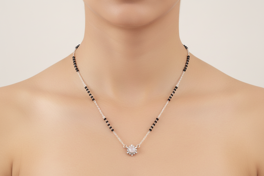 92.5 Silver Black Beads Chain 18 Inches | Premium Traditional Design | Jewellery