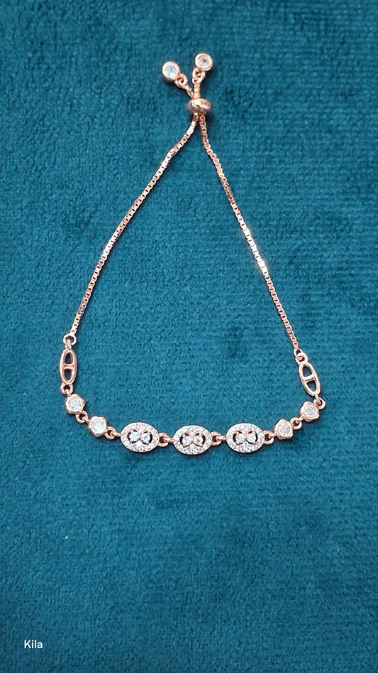 92.5 Silver Rose Gold Plated Bracelet | Stylish Dual Tone Design | Elegant Jewellery