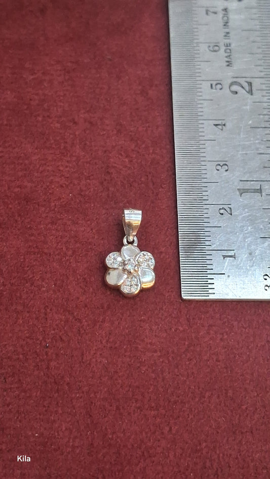 92.5 Silver White Stone Flower Pendant | Stylish Floral Design | Jewellery