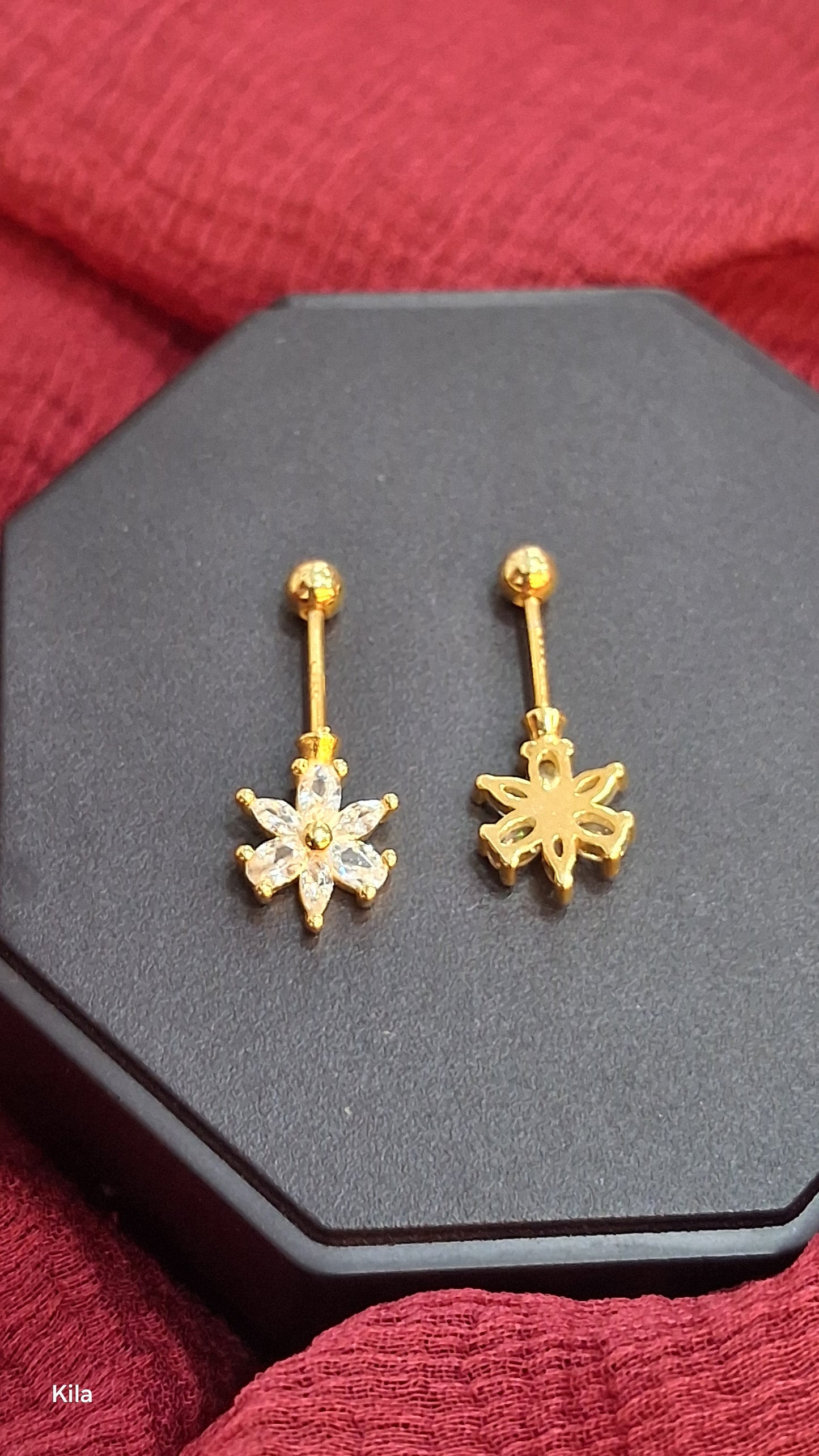 92.5 Silver Flower Gold Plated Bugadi | Stylish Floral Design | Elegant Jewellery