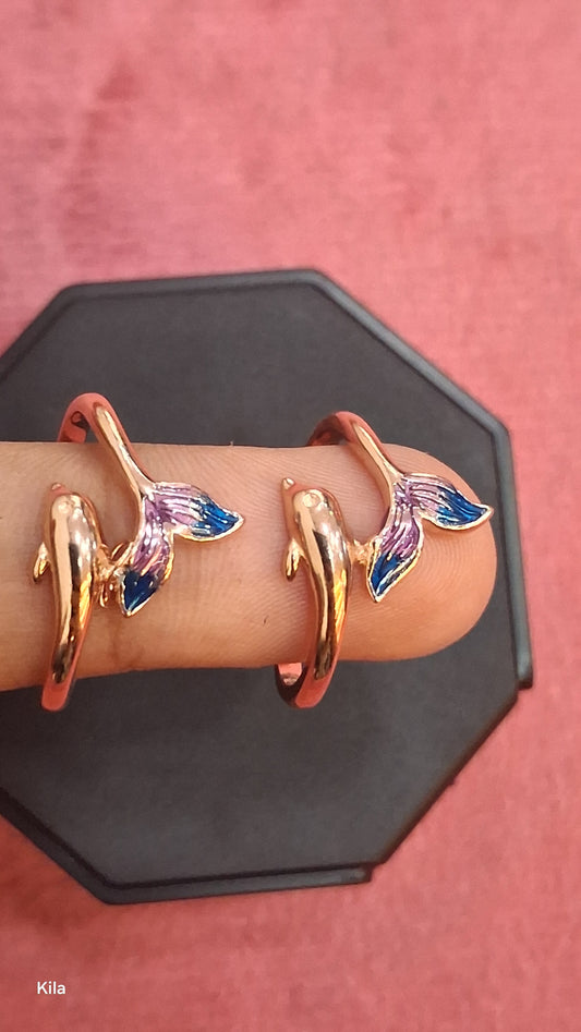 92.5 Silver Rose Gold Dolphin Toe Rings | Premium Elegant Ocean Design | Jewellery