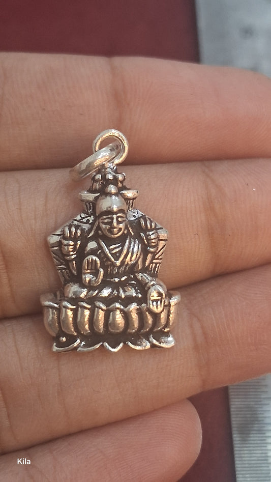 92.5 Silver Oxidised Lakshmi Devi Pendant | Traditional Prosperity Design | Jewellery