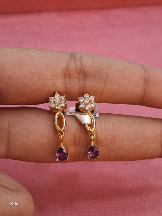 92.5 Silver Purple Star Earrings | Stylish Trendy Design | Jewellery