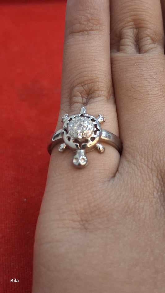 92.5 Silver Minimal Tortoise Symbol Ring | Clean Design | Everyday Jewellery
