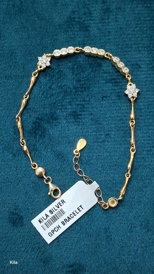 92.5 Silver Gold Plated Bracelet | Stylish Modern Finish | Elegant Jewellery