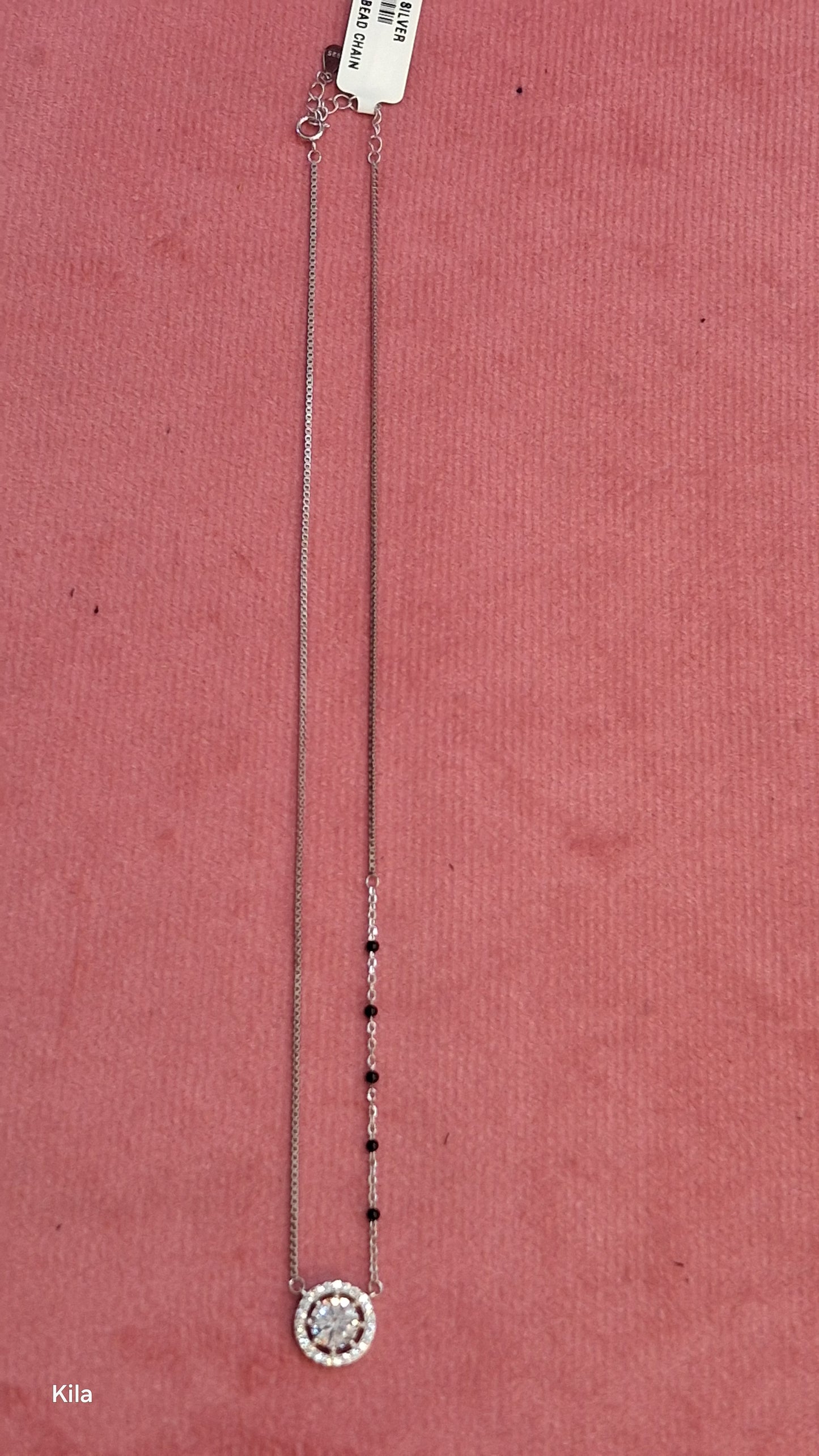 92.5 Silver Black Beads Chain 18 Inches | Minimal Stylish Design | Jewellery