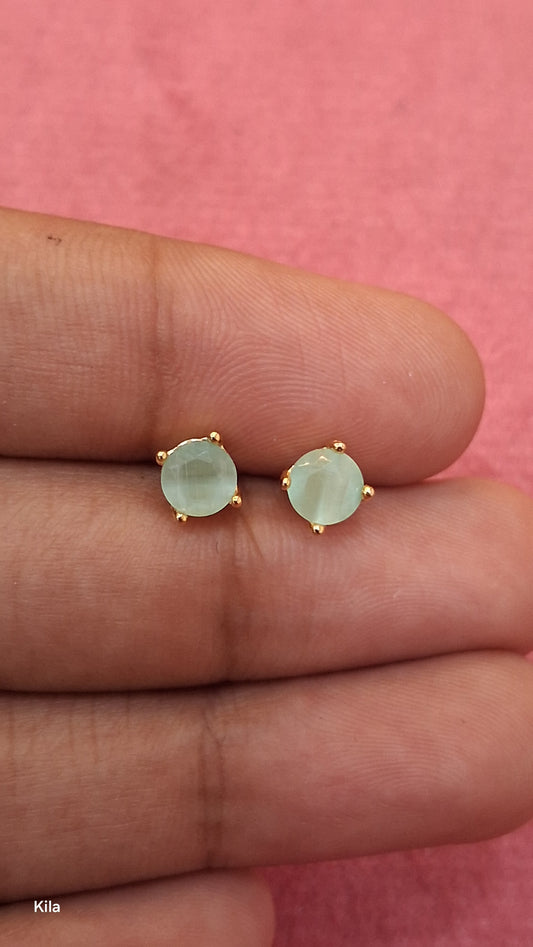 92.5 Silver Gold Plated Stud Earrings | Elegant Minimal Design | Everyday Jewellery