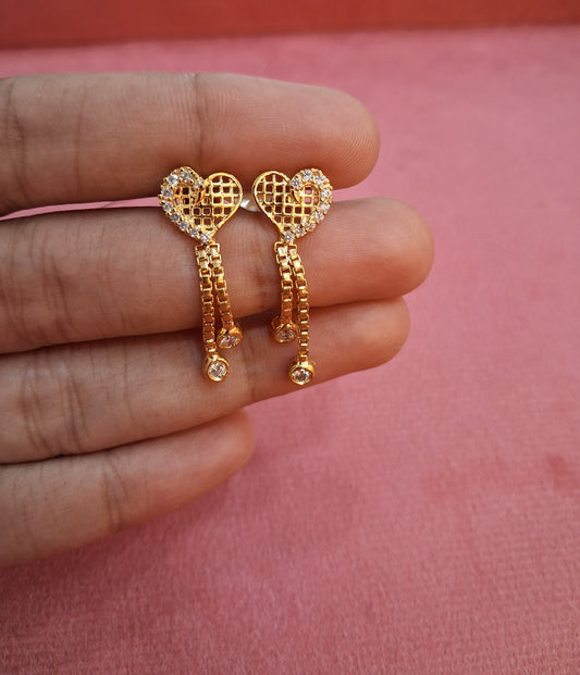 92.5 Silver Heart Shape Gold Plated Earrings | Romantic Elegant Design | Jewellery