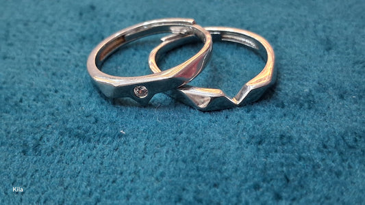 92.5 Silver Couple Rings | Stylish Matching Design | Elegant Romantic Jewellery