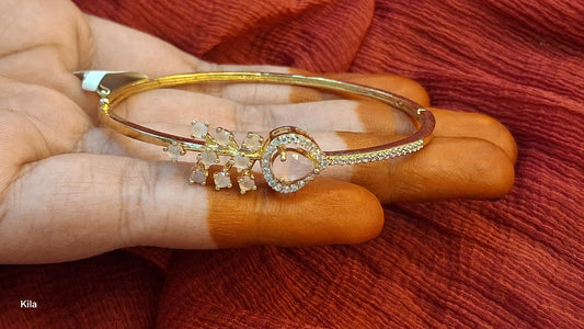 92.5 Silver Gold Plated Pink Stone Bracelet | Stylish Elegant Design | Premium Jewellery