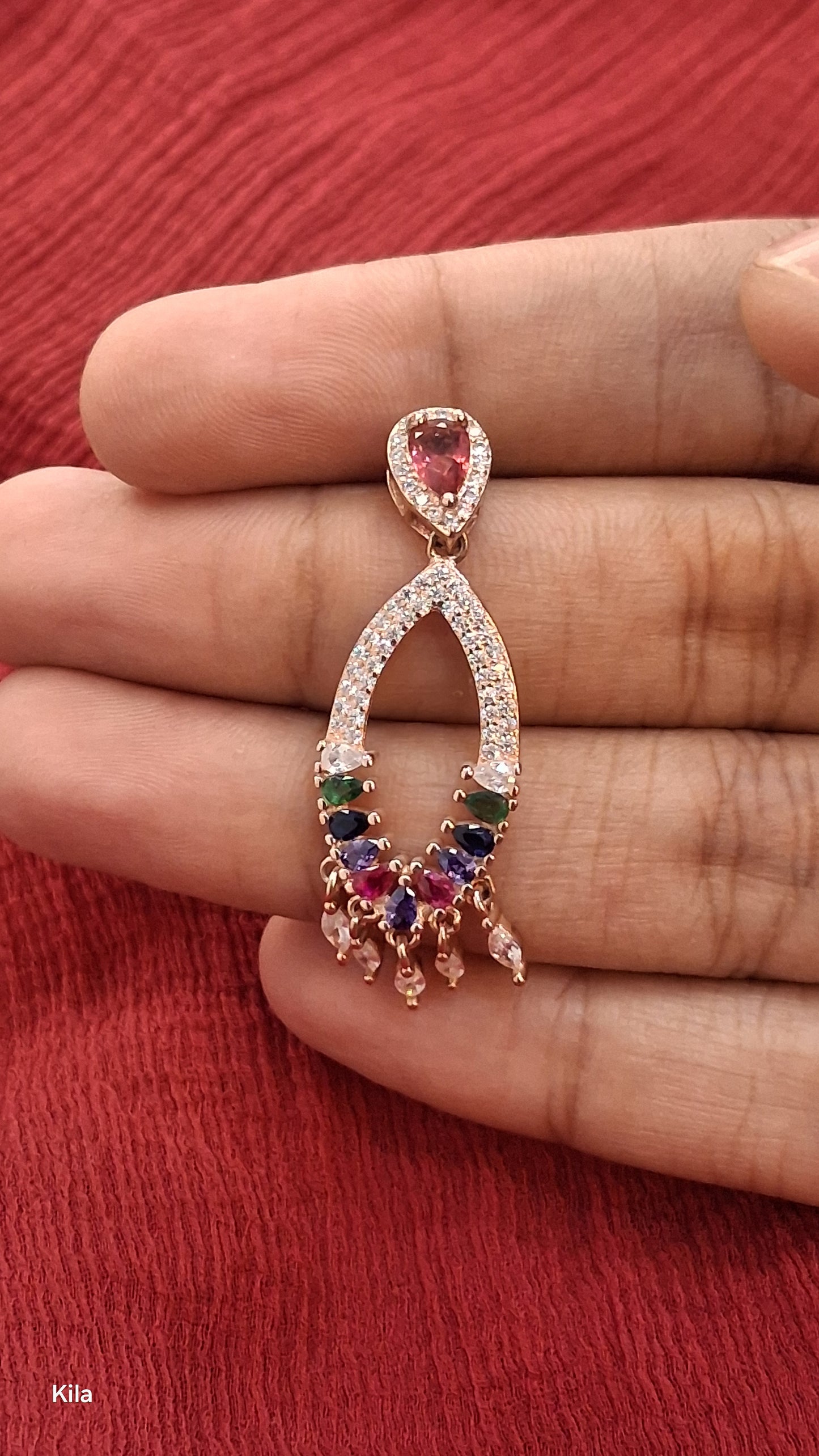 92.5 Silver Rose Gold Plated Pendant Set | Stylish Premium Design | Elegant Jewellery