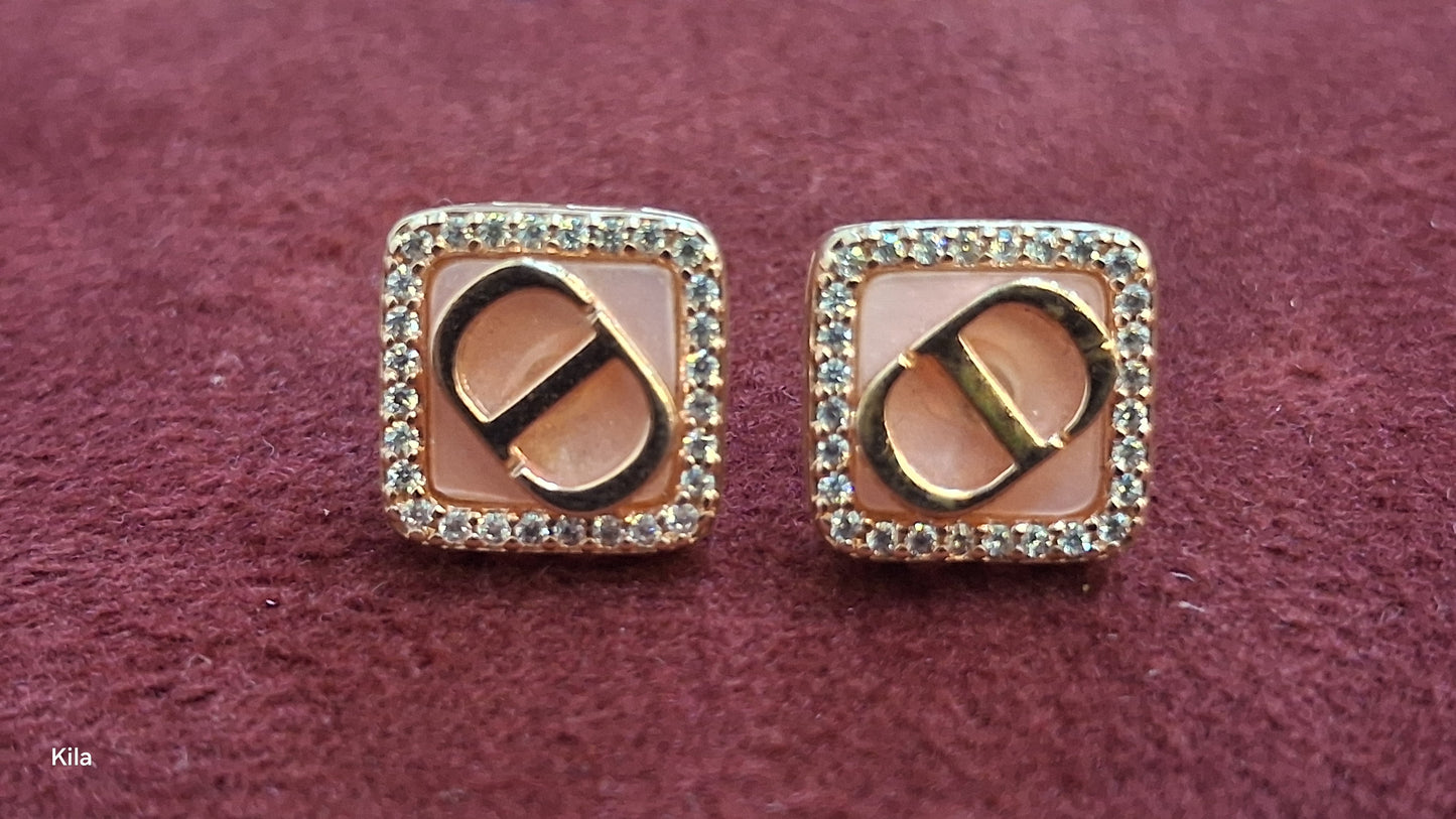 92.5 Silver Rose Gold Studs | Sleek Modern Design | Stylish Jewellery