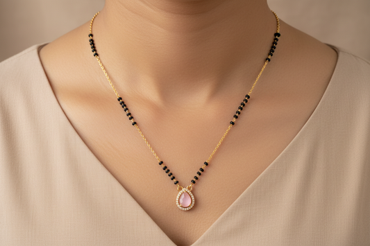 92.5 Silver Gold Plated Black Beads Chain 18 Inches | Stylish Minimal Design | Jewellery