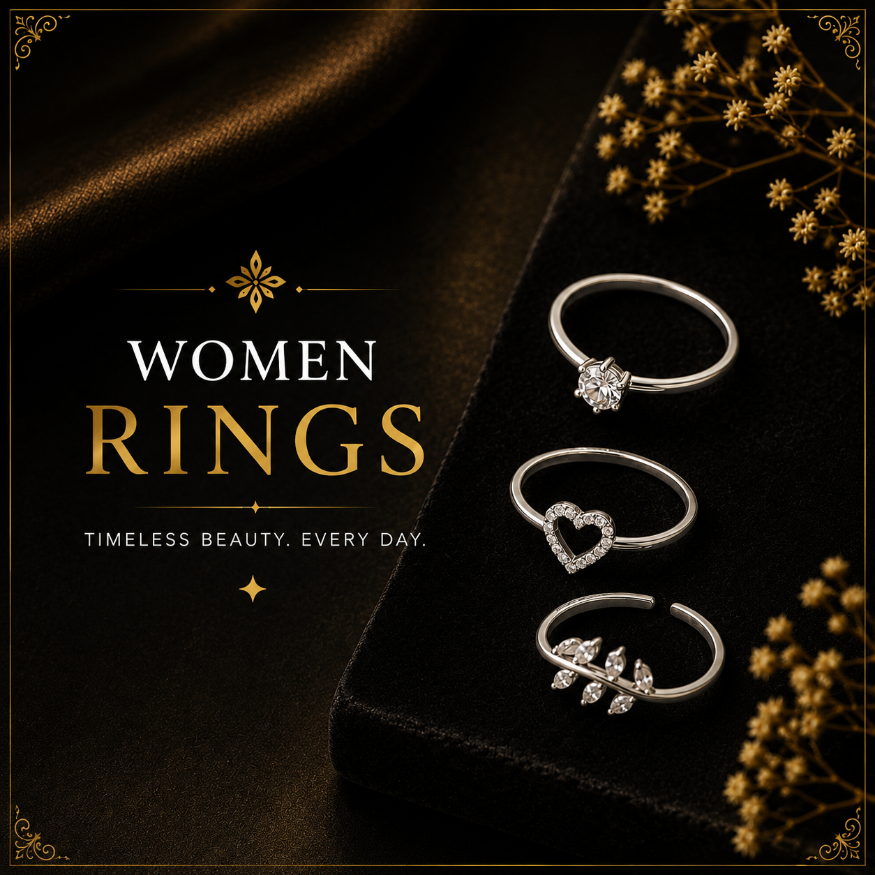 92.5 SILVER RINGS FOR WOMEN GIRLS