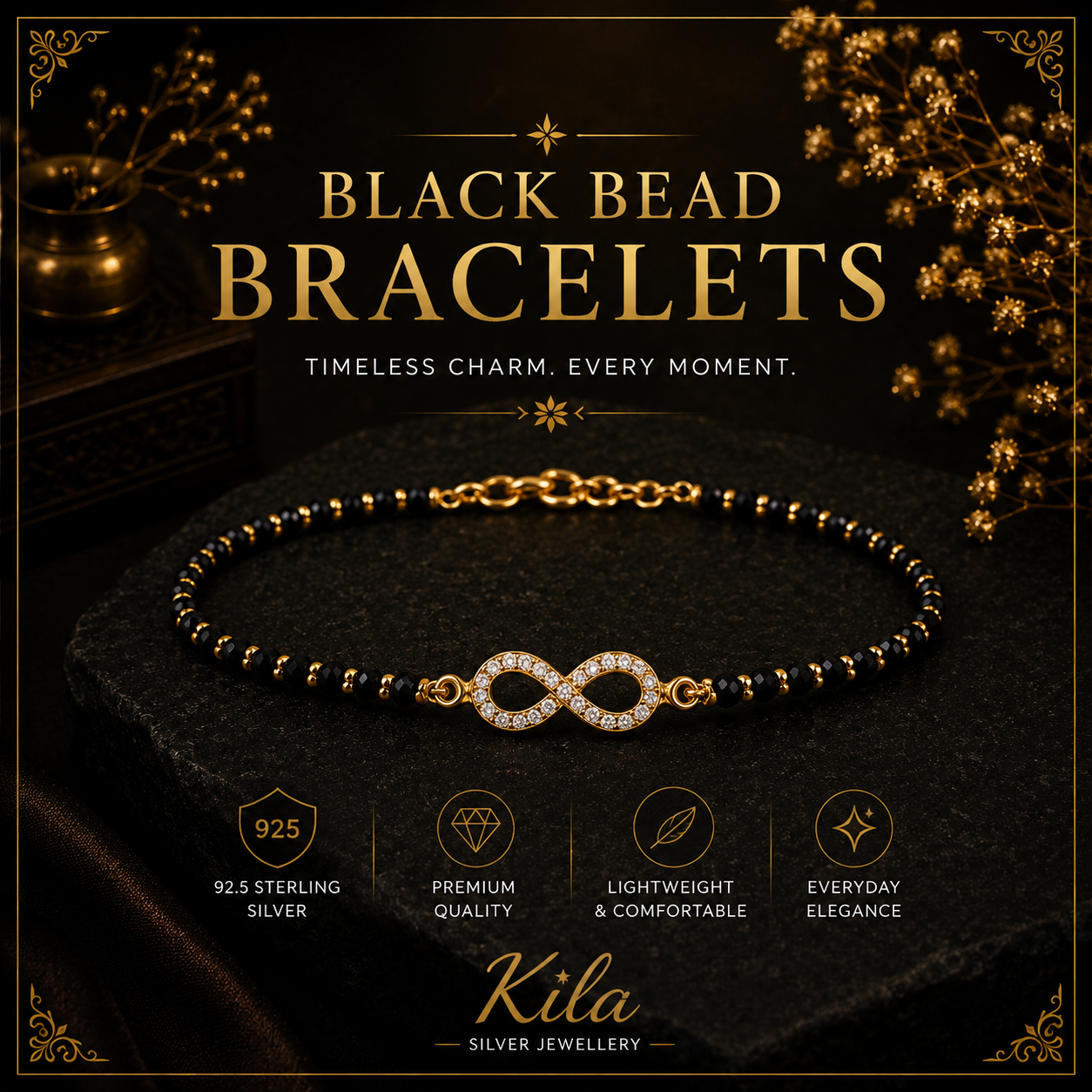 Black Bead Bracelets