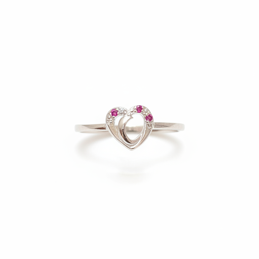 92.5 Silver Heart Shape Ring for Women Size 13 | Stylish Modern Love Design | Elegant Jewellery