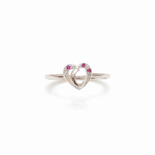 92.5 Silver Heart Shape Ring for Women Size 13 | Stylish Modern Love Design | Elegant Jewellery