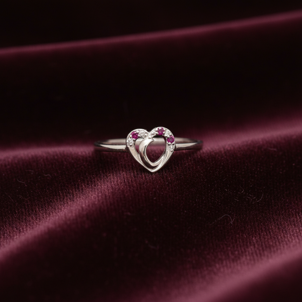 92.5 Silver Heart Shape Ring for Women Size 13 | Stylish Modern Love Design | Elegant Jewellery