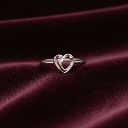92.5 Silver Heart Shape Ring for Women Size 13 | Stylish Modern Love Design | Elegant Jewellery