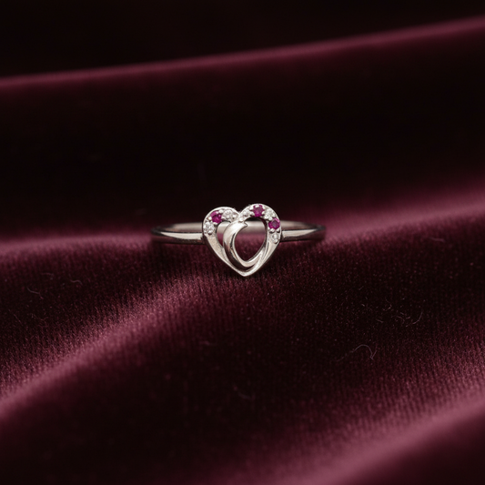 92.5 Silver Heart Shape Ring for Women Size 13 | Stylish Modern Love Design | Elegant Jewellery