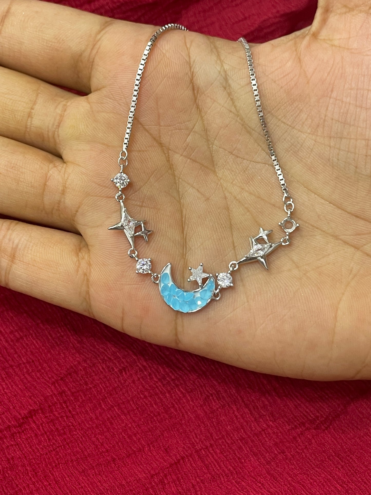 92.5 Silver Moon & Star Bracelet | Celestial Stylish Design | Jewellery
