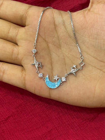 92.5 Silver Moon & Star Bracelet | Celestial Stylish Design | Jewellery