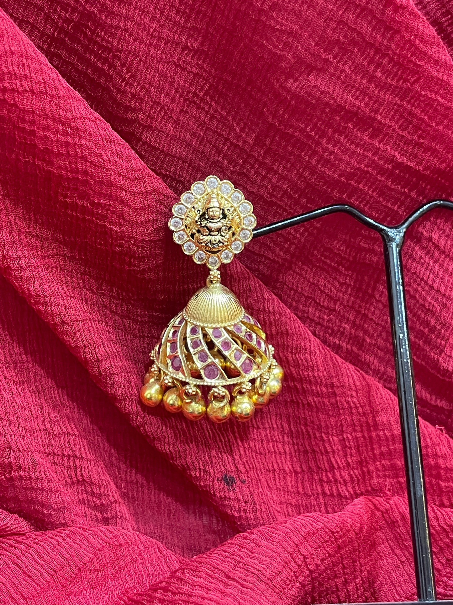 92.5 Silver Gold Plated Stylish Jhumka Earrings for Women | Elegant Ethnic Design | Festive Wear Jewellery