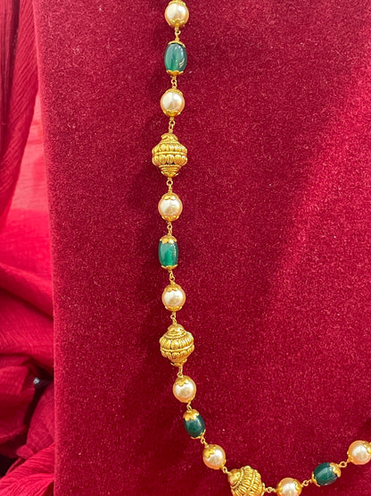 Silver gold plated nakshi mala 21 inches