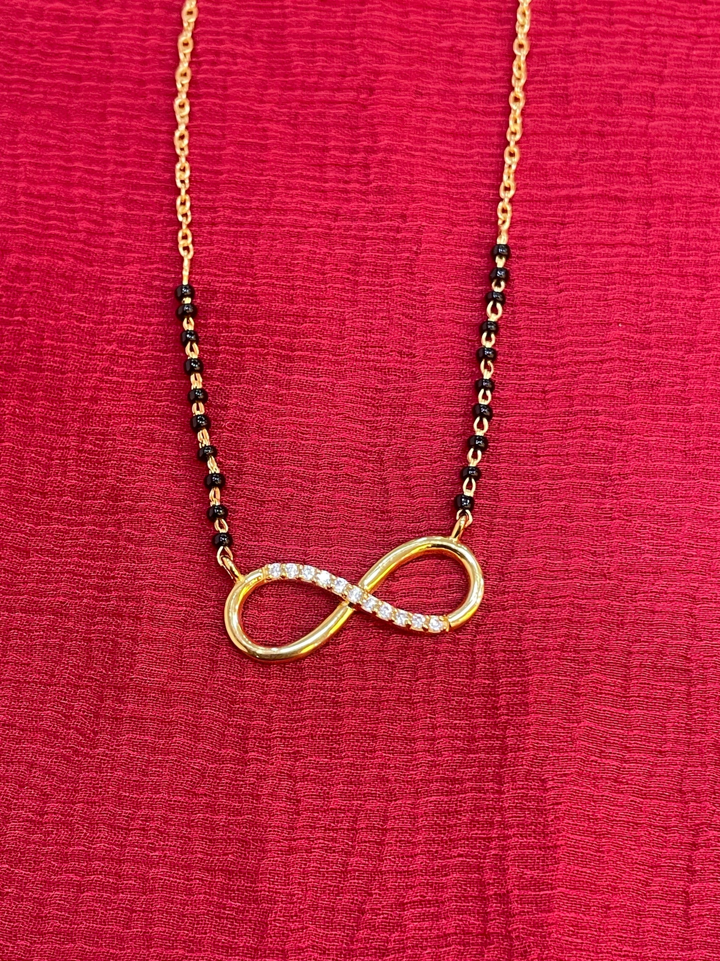 925 Silver Gold Plated Infinity Black Bead Chain